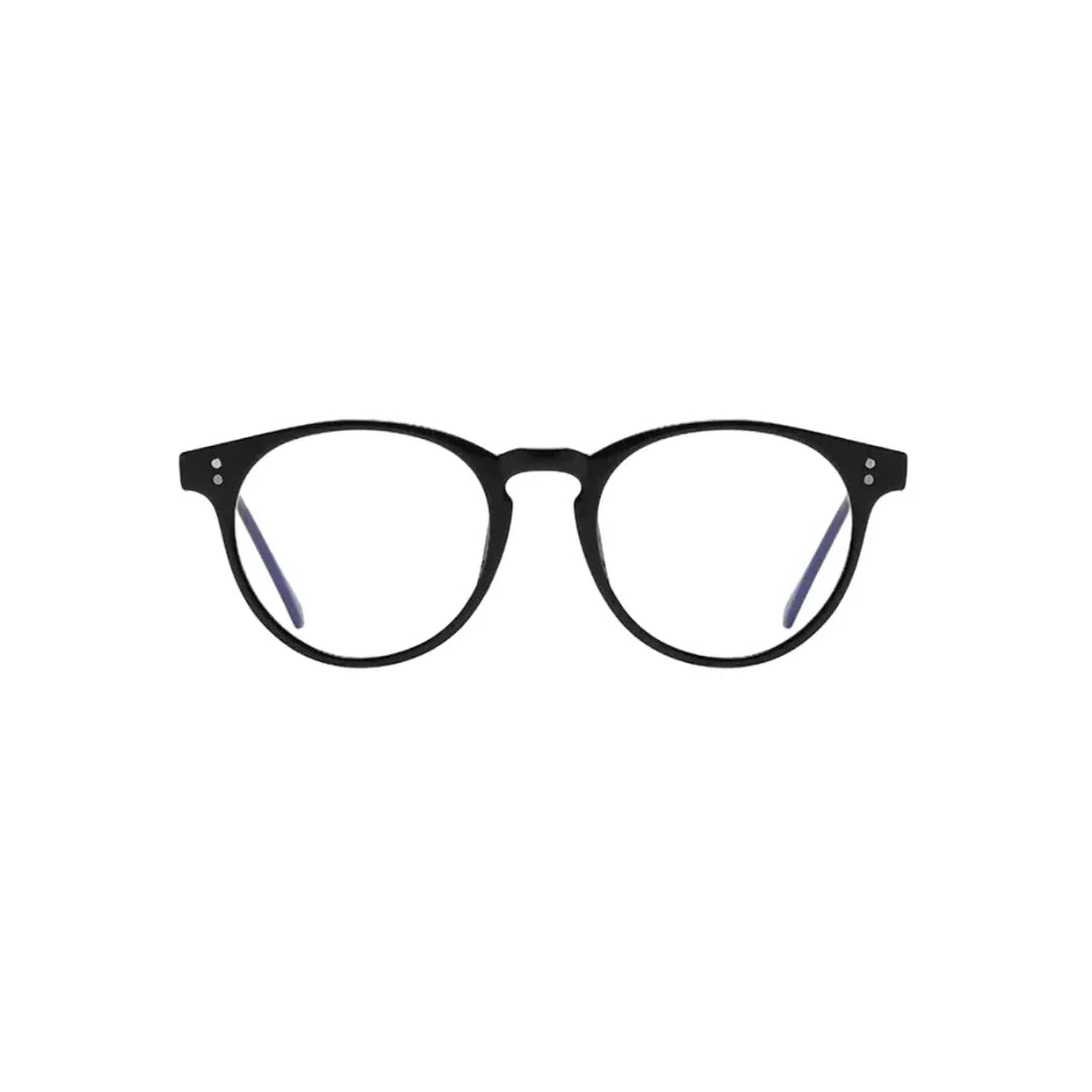 Top view of luxury matte black rectangular sunglasses with modern finish by Crown Eyewear
