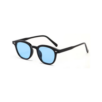 Side view of sleek tinted sunglasses in modern European design by Crown Eyewear