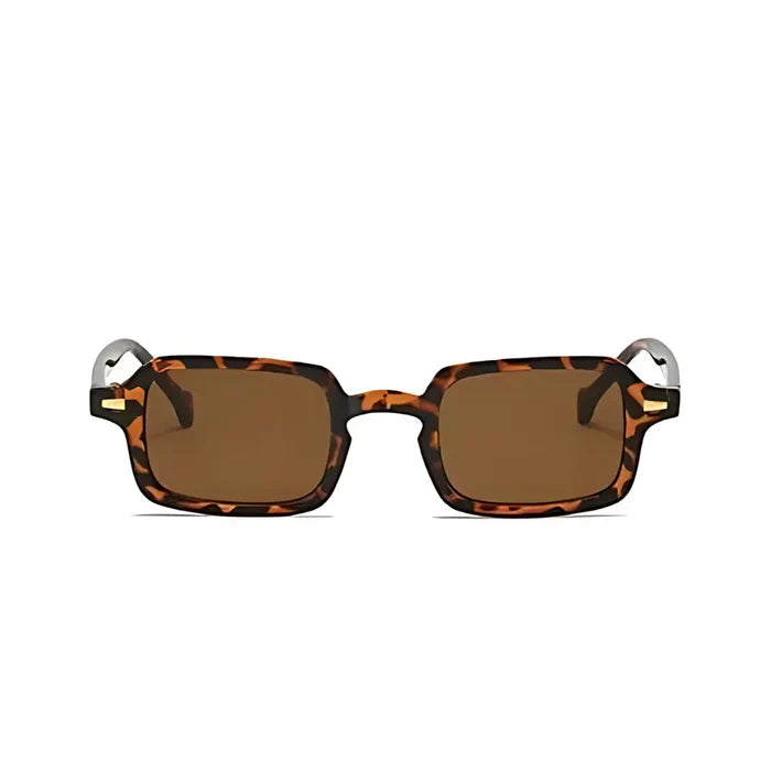 Top view of modern rectangular sunglasses in minimalist European design by Crown Eyewear