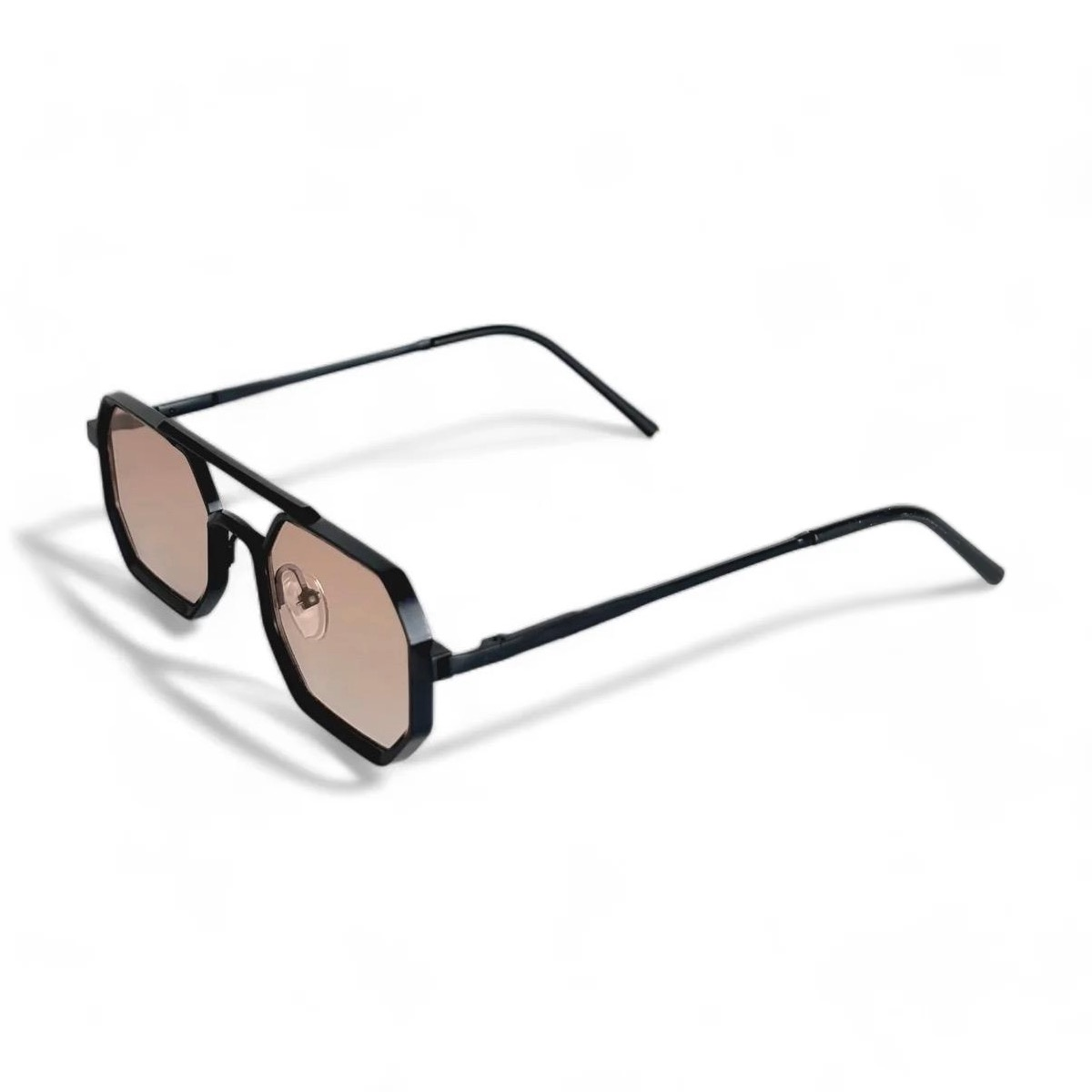 Side view of black square sunglasses showing sleek minimalist frame by Crown Eyewear