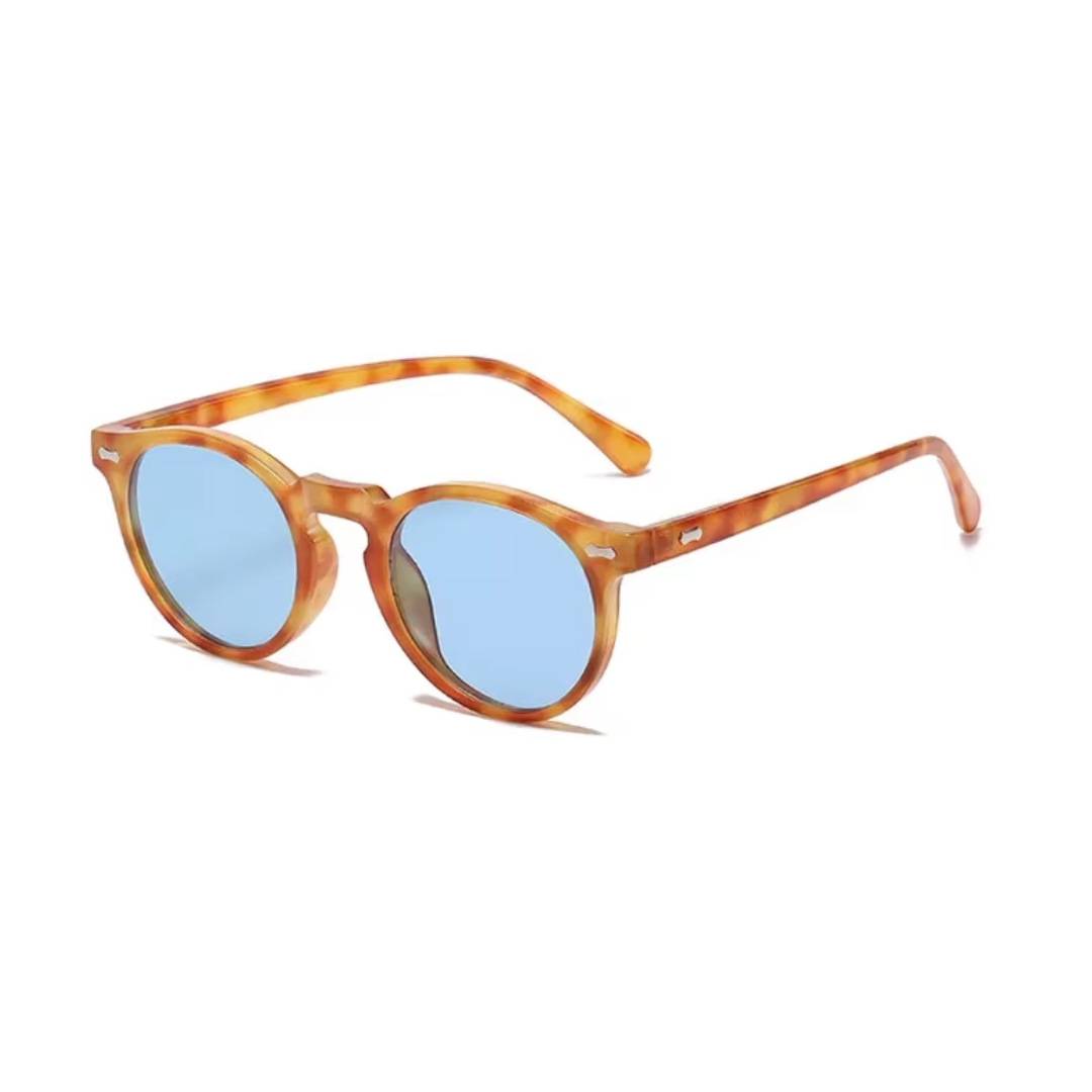 Side view of bold frame tinted sunglasses in modern European design by Crown Eyewear