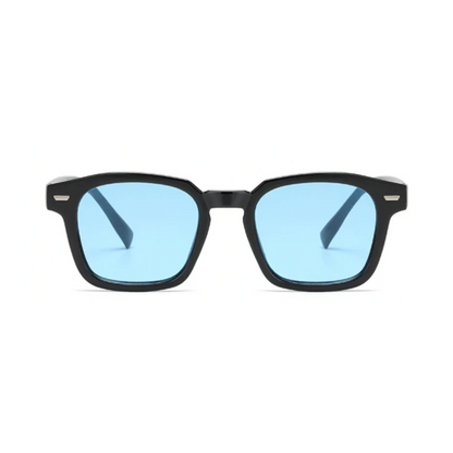 Top view of tinted lenses sunglasses featuring sleek black frame by Crown Eyewear