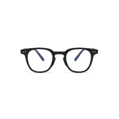 Transparent rectangular blue light glasses with anti-reflective lenses by Crown Eyewear