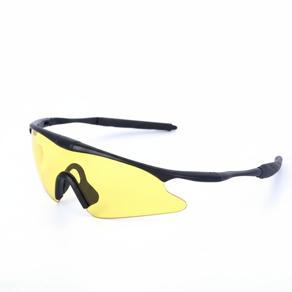 Side view of black square sunglasses showing bold modern frame by Crown Eyewear