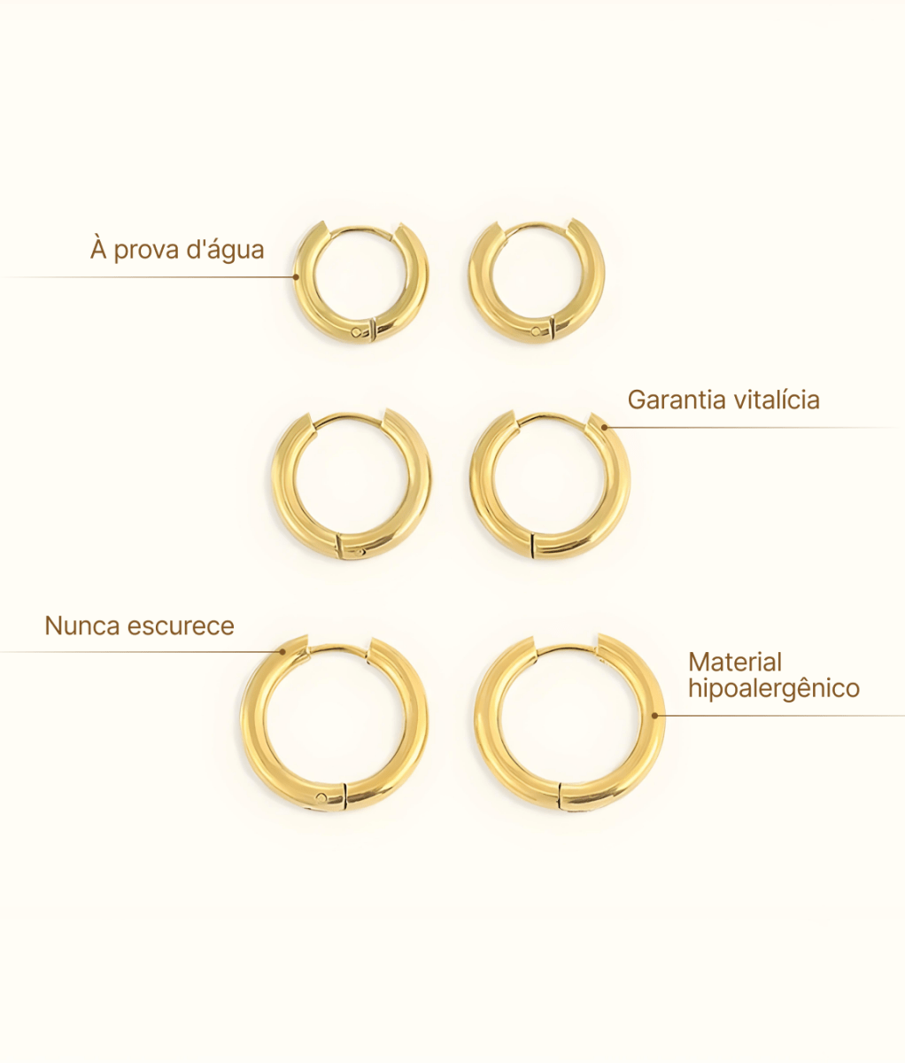 Eyewear Triple Hoop Earrings Set – 18K Gold Plated