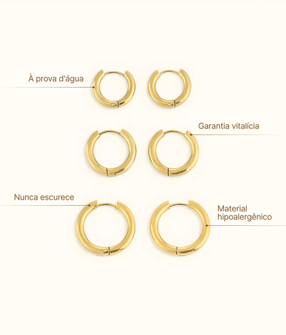 Eyewear Triple Hoop Earrings Set – 18K Gold Plated