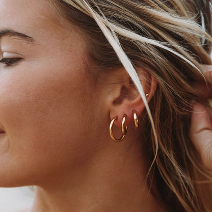 Eyewear Triple Hoop Earrings Set – 18K Gold Plated