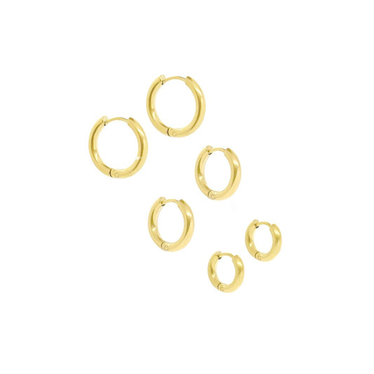 Eyewear Triple Hoop Earrings Set – 18K Gold Plated