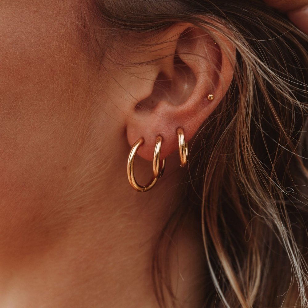 Eyewear Triple Hoop Earrings Set – 18K Gold Plated