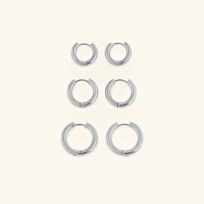 Eyewear Triple Hoop Earrings Set – 18K Gold Plated