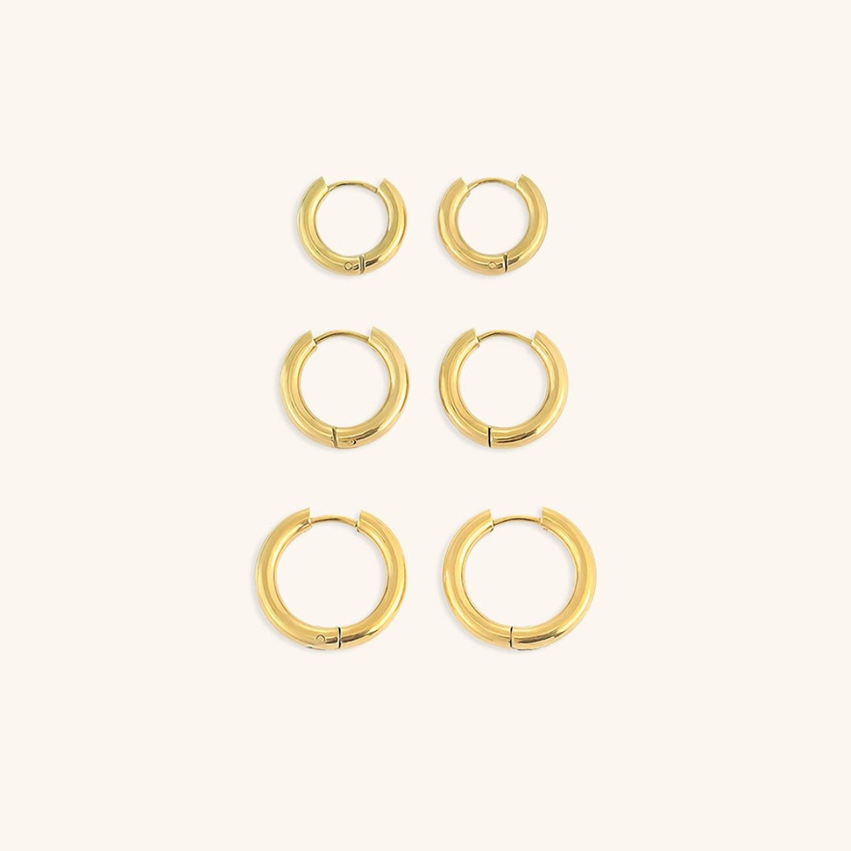 Eyewear Triple Hoop Earrings Set – 18K Gold Plated