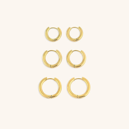 Eyewear Triple Hoop Earrings Set – 18K Gold Plated