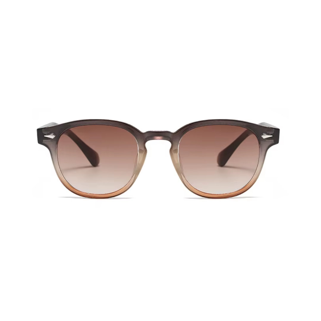 Unisex tinted sunglasses worn outdoors in modern style by Crown Eyewear