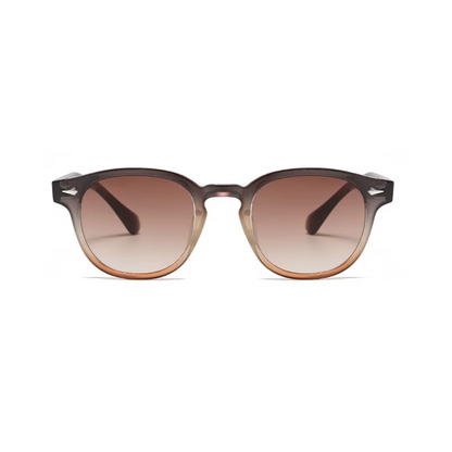 Unisex tinted sunglasses worn outdoors in modern style by Crown Eyewear