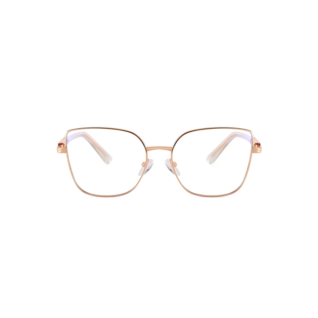 Transparent cat-eye blue light glasses with anti-reflective lenses by Crown Eyewear