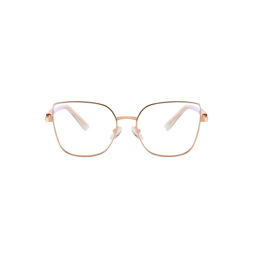 Transparent cat-eye blue light glasses with anti-reflective lenses by Crown Eyewear