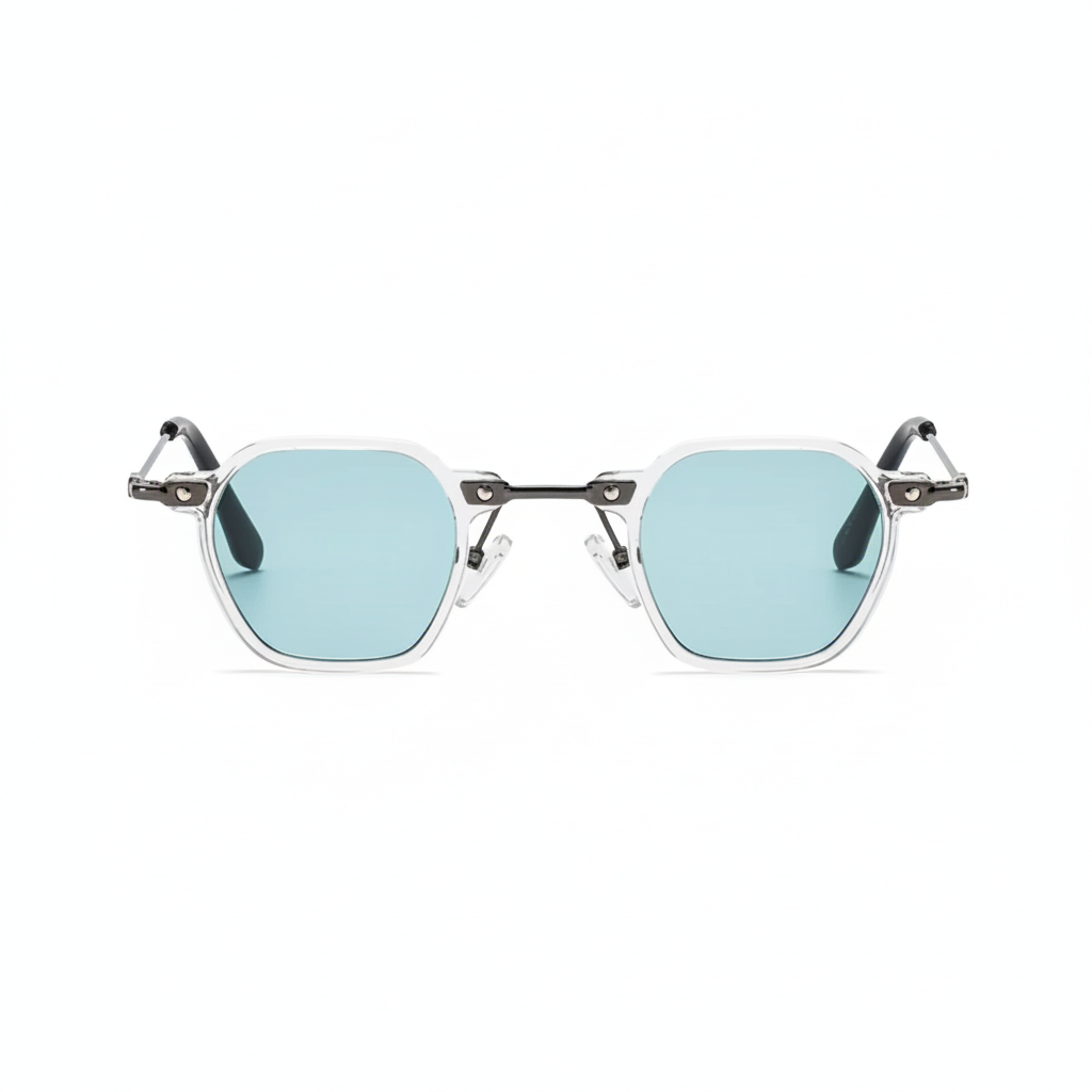 Transparent frame sunglasses with tinted lenses and UV400 protection by Crown Eyewear