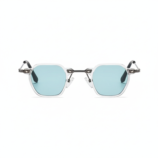 Transparent frame sunglasses with tinted lenses and UV400 protection by Crown Eyewear