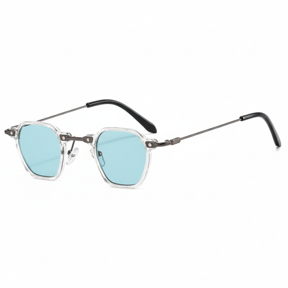 Side view of bold style tinted sunglasses in modern European design by Crown Eyewear