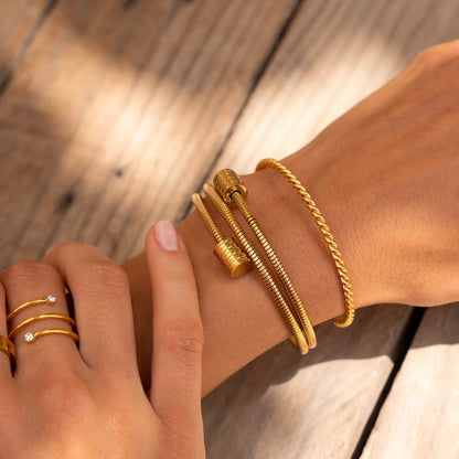 Eyewear Triple Spiral 18K Gold Plated Bracelet
